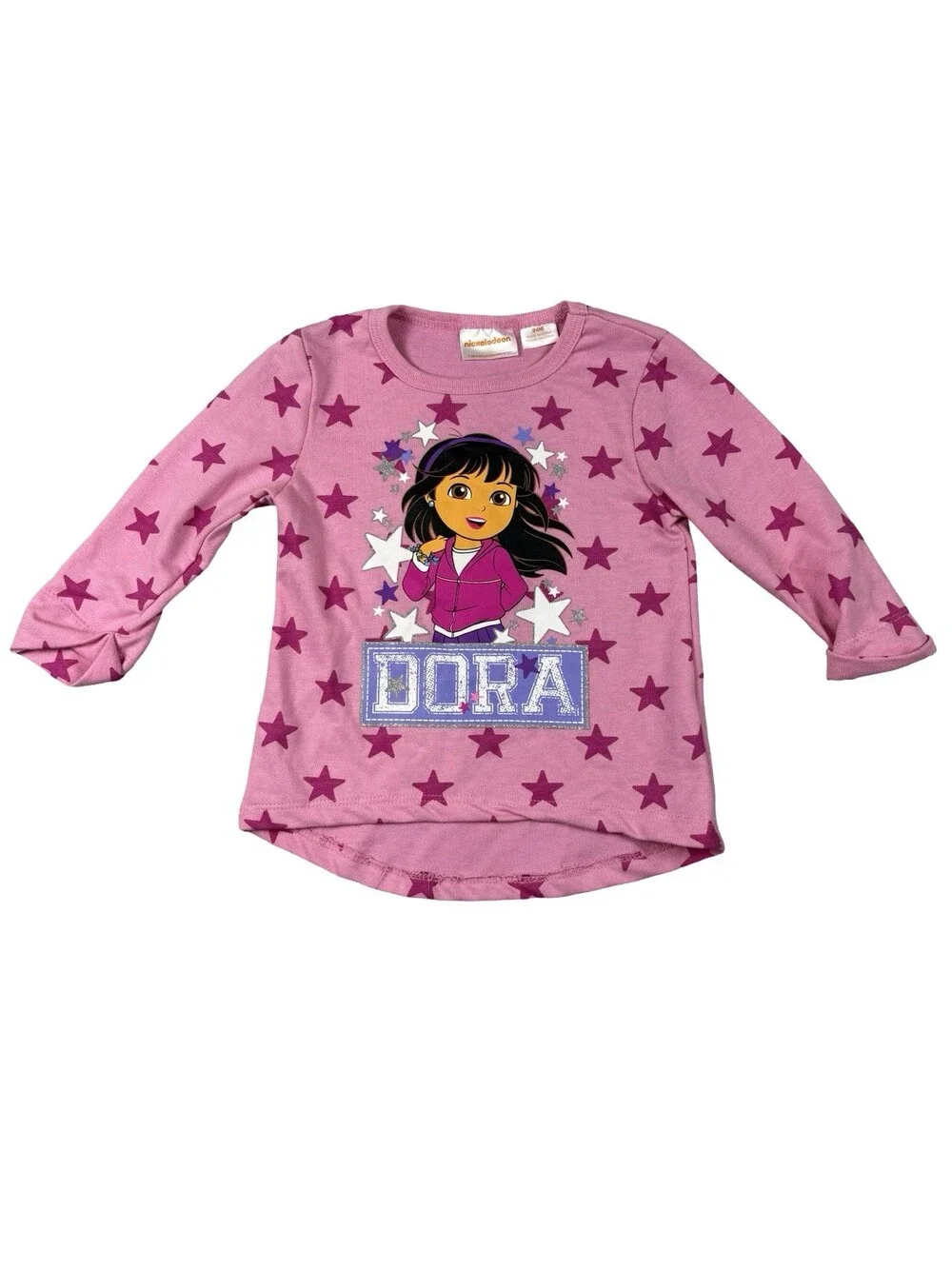 Y2K 2015 Nick JR. Dora the Explorer Long Sleeve Shirt Pink Kids 24M NWT